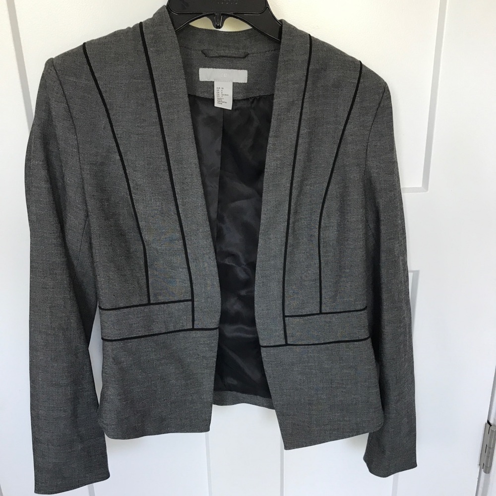 Gray with black trim blazer